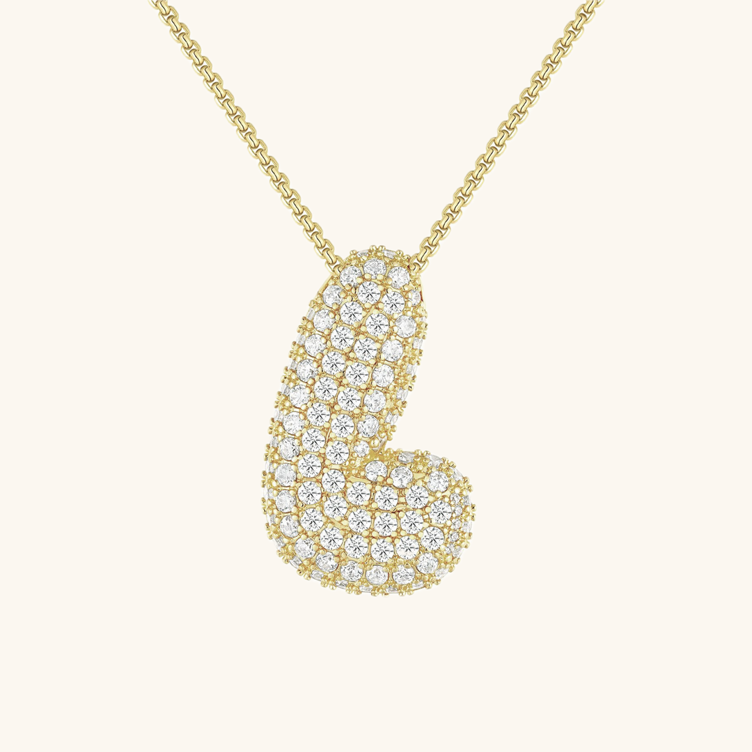 Hailey Bieber Bubble Initial Diamond Necklace