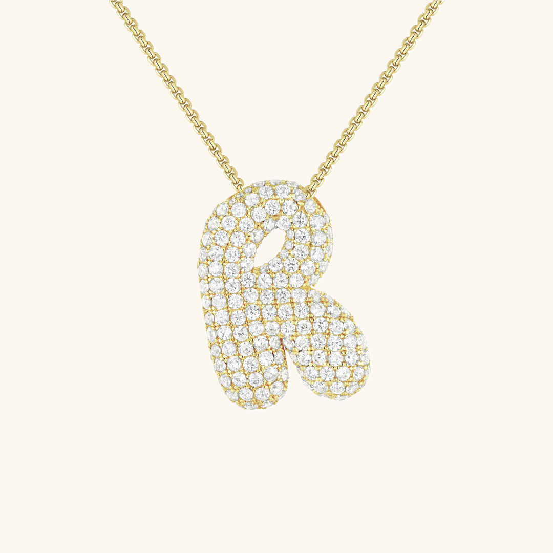 Hailey Bieber Bubble Initial Diamond Necklace